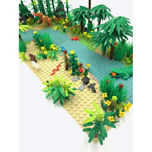 General Jim's Tropical Rainforest Modular Building Block Bricks Set Complete with Trees Plants, Animals and Rocks Botanical Building Blocks for Hours of Imaginative Fun for Teens and Adults