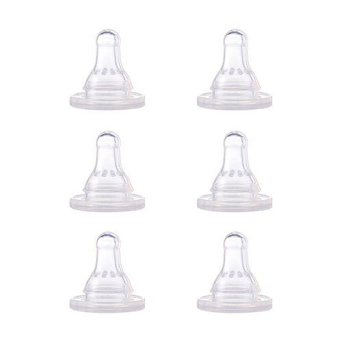 NUK First Essentials Replacement Baby Bottle Nipples, 6 Pack