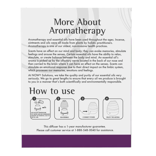 NOW Essential Oils, Ultrasonic USB Aromatherapy Oil Diffuser, Extremely Quiet, Heat Free, and Easy to Clean, Color Changing LED Diffuser