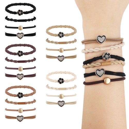 Giantree 20 Pcs Boho Hair Ties for Women, Elastic Hair Tie Bracelets for Women, Neutral Colors Hair Ties No Damage Boho Hair Accessories for Women with Thick and Thin Hair Multicolor
