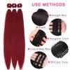 34inch Long Braiding Hair Pre Stretched 6 Packs 110G/Pack Burgundy Easy Braids Yaki Texture Synthetic PreStretched Crochet Hair Extensions For Braiding(#900,6Packs,34inch)
