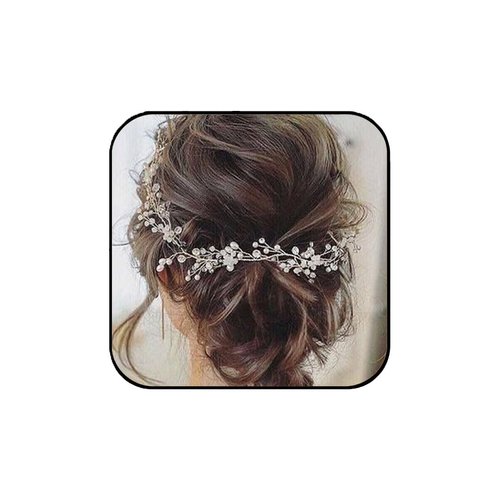 Aluinn Crystal Bride Wedding Hair Vine Pearl Extra Long Bridal Headpiece Rhinestone Hair Accessories silver Headband for Women Bridesmaid