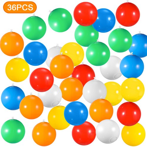 Arrowbash 36 Pcs Mini Beach Balls Bulk 4.7 Inches Pool Balls Beach Birthday Party Decorations with Hanging Rope and Hooks, Summer Blow up Ball Inflatable Beach Balls Swimming Pool Toys for Water Games