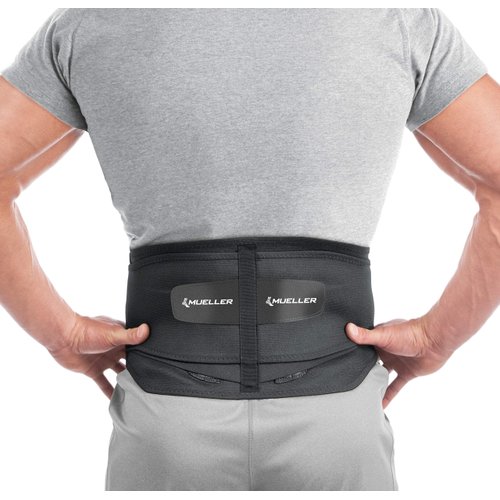 MUELLER Sports Medicine Lumbar Back Brace, Lower Back Pain Relief and Support Belt for Men and Women, Black, Plus Size (50-70 Inches)