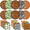 WIQEDOHA 100Pcs Jungle Safari Wild Animal Party Supplies Disposable jungle zoo animal Print Paper Plates and Napkins for Birthday Party, Baby Shower and jungle safari theme party decorations