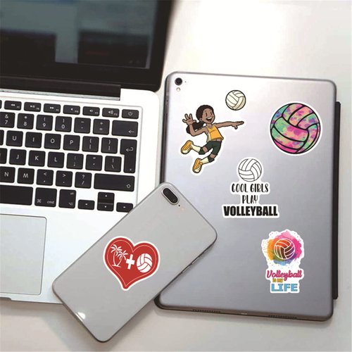 Volleyball Stickers, 50PCS Motivational Volleyball Water Bottle Stickers, Volleyball Helmet Stickers Gifts for Boys/Girls, Volleyball Gifts for Teen Boys Stickers and Decals (Volleyball)