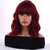 WTHCOS Wine Red Wig Short Bob Wig Short Curly Wavy Wig With Bangs for Women Burgundy Wig Heat Resistant Synthetic Hair Wigs for Daily Use Cosplay Wig With Wig Cap