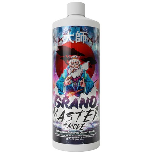 GRAND MASTER SMOKE 32oz Soak & Wash Glass Pipe Cleaner - Cleanse, Deodorize, Restore - No Shaking/No Scrubbing