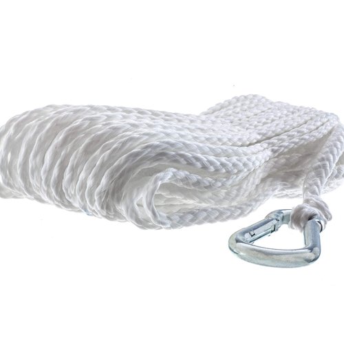 Attwood 11714-2 Hollow Braided Polypropylene Anchor Line 1/4" x 50', White