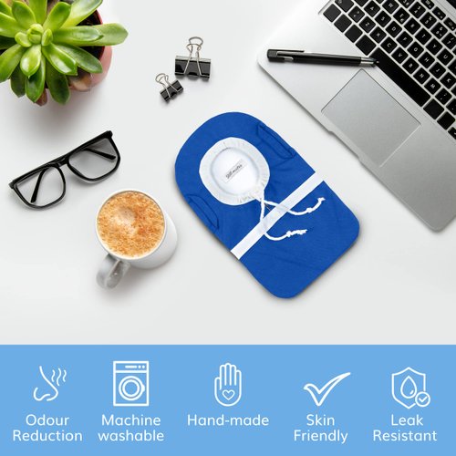 GBmates Ostomy Bag Covers-Waterproof Ostomy Pouch Liner with Adjustable Opening, Belt Hoop, Buckle Closure-Durable Ostomy Supplies (Royal Blue)