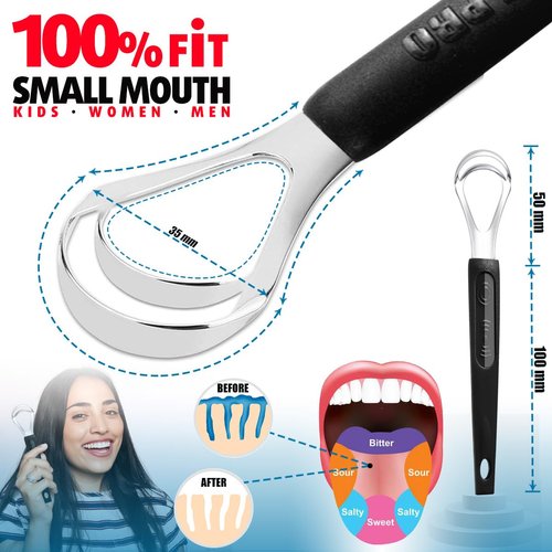 CATACC PRO Tongue Scraper for Kids, Metal Tongue Scraper with Travel Case, Durable Stainless Steel Tongue Scraper Cleaner for Adults - Pack of 3