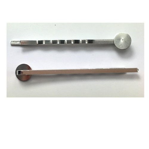 ALL in ONE 50pcs 55mm Silver Tone Bobby Pins Hair Clips with Glue On Flat Pads for DIY