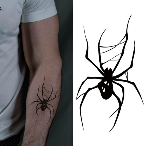 Oottati 2 Sheets Small Tiny Temporary Tattoo Stickers Black Spider Totem Halloween