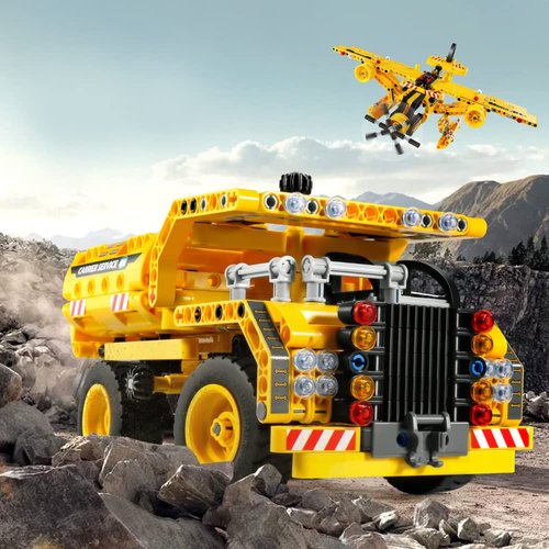 Amy&Benton Dump Truck Building Toys Sets for Boys 8-12 or Airplane Building Kit STEM Plane Building Toys Set for Kids