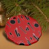 GRAPHICS & MORE Makeup Lipstick Mascara Eyeliner Pattern Porcelain Scalloped Holiday Christmas Tree Ornament - 2.8" (7.1 cm)