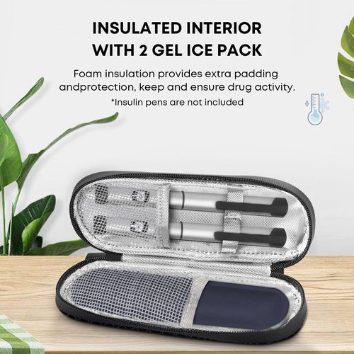 MOSLA Insulin Cooler Travel Case with 2 Reusable Ice Packs for Insulin Pen Portable Medical Cooler Bag for Diabetes and Other Diabetic Supplies for The Daily Life and Trip