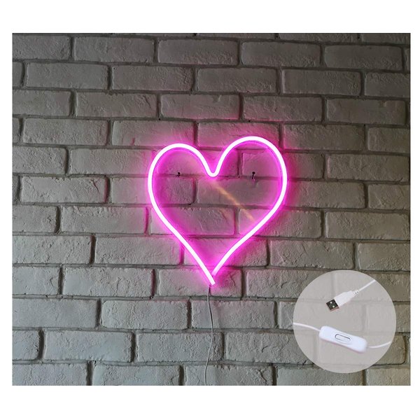 Britrio LED Neon Light Sign, 13.4”x12.6” Heart Shape Neon Sign Wall Hanging Sign Wall Art for Bar Kid’s Bedroom Living Room Party,Home Decor Neon Night Light USB Powered with Switch(Pink Heart)