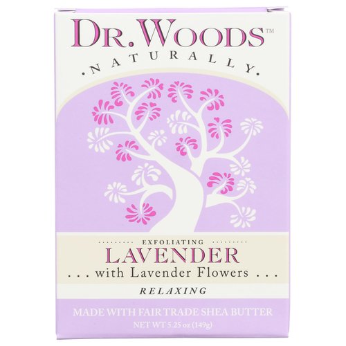 Dr. Woods Exfoliating Lavender Bar Soap with Organic Shea Butter, 5.25 oz