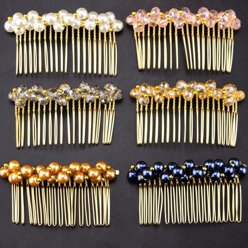 Nudurom Sparkling Crystal Pearl Braided Hair Comb Clips 6 Pack,Decorative Hair Combs For Women Accessories,French Metal Hair Comb Teeth,Peinetas Para Cabello De Mujer,Hair Side Combs For Mother Bride