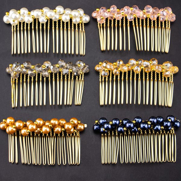 Nudurom Sparkling Crystal Pearl Braided Hair Comb Clips 6 Pack,Decorative Hair Combs For Women Accessories,French Metal Hair Comb Teeth,Peinetas Para Cabello De Mujer,Hair Side Combs For Mother Bride