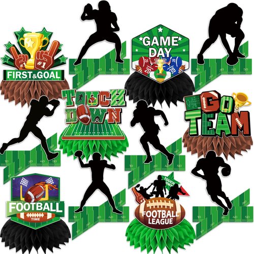 Biswiter 12pcs Football Table Decorations, Football Party Decorations Football Centerpieces for Table,3d Double Side Football Centerpiece Table Decorations for Football Birthday Party Decorations