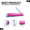 Professional Nail Clippers Set 3 Pack Premium Sharp Stainless Steel Fingernail & Toenail Clippers with Sturdy Travel Tin Case, Professional Manicure Kit Fingernail Tools for Nail Care (Pink/Silver)