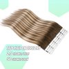 VINBAO Tape In Hair Extensions Human Hair Blonde Hair Extensions Tape In Dark Roots Color 3-8-22 Brown and Blonde Highlights Remy Hair Tape in Extensions 20 Pieces 50 Grams (16inch, #3/8/22)