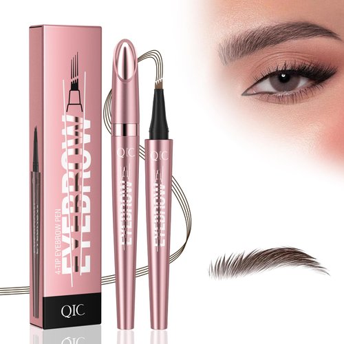 2 Pcs Eyebrow Pencil, Waterproof Eyebrow Pen with 4 Tip Brow Pen and Ultra-Precise Brow Pencil, Eyebrow Makeup for Natural Looking Eyebrows (2Dark Brown)