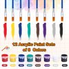 12Pcs Mini Acrylic Paint Set,Washable Paint Set in 8 Colors,5 ml Paint Strips for Kids & Adults,Filled Paint Sets with 12 Paintbrushes Perfect for Home Classroom Parties Painting Art Supplie