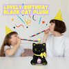 Prewplam Black Cat Plush Toys, 8" Kawaii Cat Stuffed Animal, Cute Happy Birthday Black Cat Plushies, Soft Stuffed Cat Birthday Plush Doll Gift for Kids Christmas Birthday