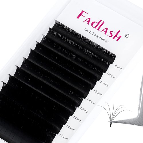 Easy Fan Volume Lashes 9-17mm Mixed Tray D Curl Lash Extensions Self Fanning Eyelash Extensions Russian Blooming Lash Extension Supplies(0.07-D, 9-17mm Mix)