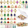 35 Pieces 3D Luxury Nail Art Nail Gems Nail Crystals Gold Nail Diamonds Rhinestones Metal Alloy Glass Rhinestones Nail Charms with Storage Box for Nail Decor DIY Craft Jewelry Making (Novel Style)