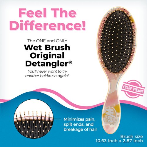 Wet Brush Original Detangler Hair Brush, Tie Dye Peach - All Hair Types - Ultra-Soft IntelliFlex Bristles Glide Through Tangles with Ease - Pain-Free Comb for Men, Women, Boys and Girls