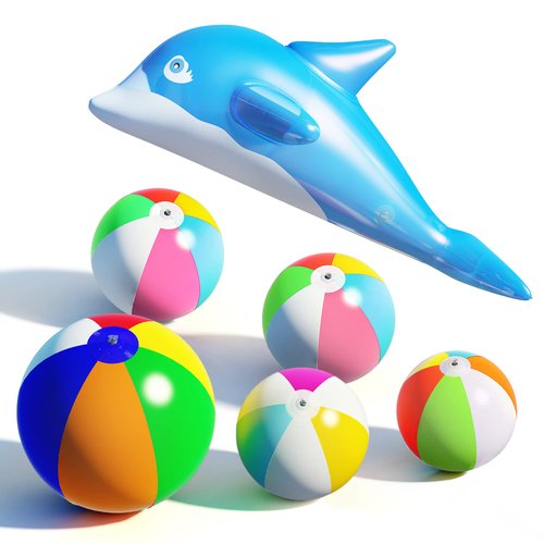 Pijaborg Beach Ball, Inflatable Beach Ball Bulk Durable and Thick Beach Balls for Pool Beach Outdoor Activities (6 Beach Balls of Various Sizes)