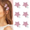 Wecoe 6pcs Pink Star Hair Clips Sparkly Rhinestone Alligator Hair Clips Kids Baby Toddler Little Girls Cute Bling Decorative Hair Clips Y2k Short Hair Braiding Hair Accessories for Women Girls Gift