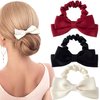 CustomyLife 3pcs Silk Bow Scrunchies Black Red White Bowknot Hair Ties Ropes Elastic Bands Ponytail Holder Wedding Bachelorette Party Halloween Christmas Accessories for Thick Long Hair Women Teen