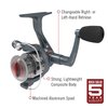 Quantum Optix Spinning Fishing Reel, Size 40 Reel, Changeable Right- or Left-Hand Retrieve, Aluminum Spool, Stainless Steel Bail Wire, Continuous Anti-Reverse, 5.2:1 Gear Ratio, Silver, Clam Packaging