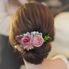 Fangsen Wedding Bridal Pink Flower Hair Comb Clips Wedding Floral Headpiece Hair Accessories