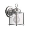 Sea Gull Lighting 8592-965 New Castle One-Light Outdoor Wall Lantern with Clear Glass Panels, Antique Brushed Nickel Finish