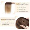 SEGO Human Hair Toppers for Women With Thinning Hair 7 * 13CM Silk Base 100% Real Human Hair Clip in Top Wiglet Hair Pieces -12 Inch No Bangs Medium Brown to Dark Blonde