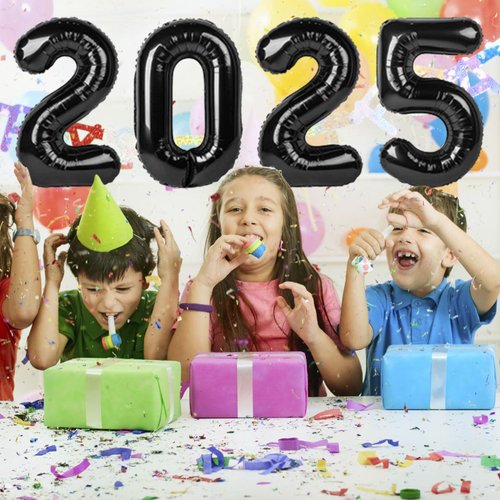 Black 2025 Balloons - 40 Inch, 2025 New Year Balloons for New Years Decorations,2025 Balloons Black for New Years Eve Party Decorations Supplies