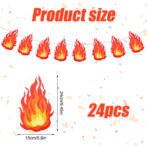 3pcs Fire Flame Banner, Pre-Strung Fire Flame Decorations Hanging Bunting Flags Party Banners Firefighter Theme Party Decorations for Fire Truck Fireman Themed Bonfire Party Supplies