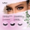 Laflare 100% Real Mink Lashes, 3D NY Mink Eyelashes, Hand-Rowing Natural Long Wispy False Lashes for Luxury Makeup, Natural, Light,Trendy, Reusable (NY64, VALUE PACK)