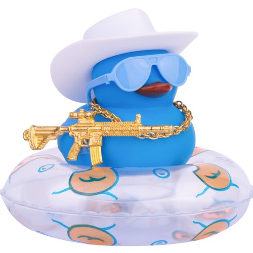 CoFuBcad Car Rubber Duck Dashboard Decoration Colorful Duck Car Ornaments with Special Props Mini Swim Ring Sunglasses Cowboy or Sun Hat (A21)