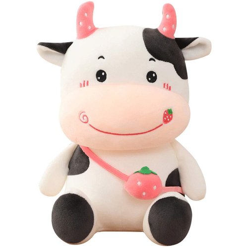 Rosiha Kawaii Cute Fruit Cows Doll Strawberry Milk Vacas Doll Soft Cushion Pillow Plush Toys Animal Doll Creative Toy for Kids Plushies Home Decor Pillows Pink