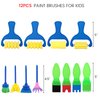 BIGOTTERS 12PCS Kids Paint Brushes, Sponge Paint Roller Brush,Washable Painting Brushes Set All Purpose Paint Supplies for Kids Gifts School Prizes Art Early Learning