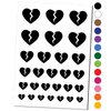 Broken Heart Love Temporary Tattoo Water Resistant Fake Body Art Set Collection - Black (One Sheet)