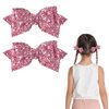 3 inch Glitter Pink Hair Bows Small Boutique Alligator Hair Clips Sparkly Sequin Cheer Barrettes Birthday Xmas Party Dress up Gift Accessory for Little Baby Teen Girls Kids