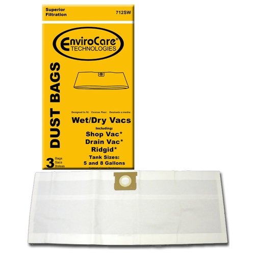 EnviroCare Replacement Vacuum Cleaner Dust Bags for Shop Vac Type E 5-8 Gallon Wet Dry Vacuums 3 pack