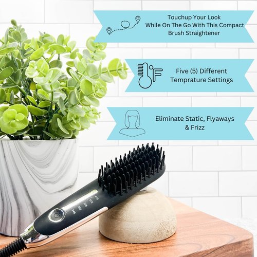 Head Kandy Side Kick | Travel Side Hair Straightener Brush | Compact Design| Great for Short Hair, Bangs, Touch Ups | Teal